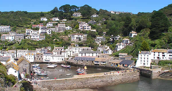 Polperro Harbour with fishing boats