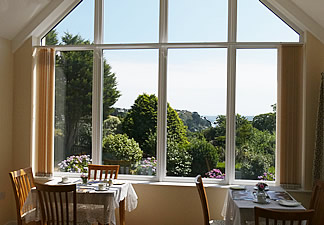 Dining room overlooks garden